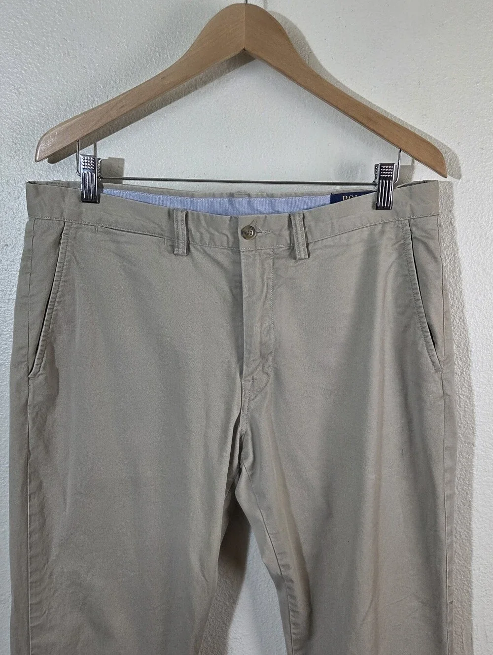 Polo Ralph Lauren Polo Chino Preppy Men's 34x32 Khaki Stretch Straight Fit Pants